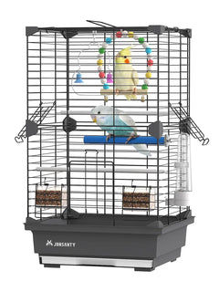 25 inch Small Square Bird Cage Parrot Portable Cage Temporary Cage Bird Carrier with Bird Standing Stick Swing Water Feeder for Budgies Zebra Finches Small Pet Birds