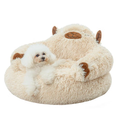 Jiupety Calming Dog and Cat Bed Cute Cozy Donut Dog Beds Cute Small Dog Bed Anti Anxiety Round Dog Bed M(24"x24"x14") Size for Pets Up to 17 lb Camel.