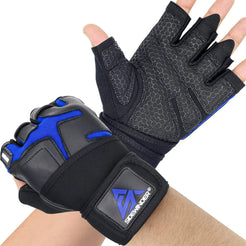 Sidewinder Workout Weight Lifting Gloves with Wrist Wrap Support for Men and Women Wrist Support Padded Extra Grip Palm Protection Fingerless Exercise Gloves for Cycling Gym Climbing Training