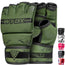 WYOX MMA Gloves Grappling Sparring Maya Hide Leather Boxing Gloves Men Women Muay Thai Martial Arts Training Half Finger Adjustable Mitts Wrist Support Kickboxing Gloves (Green S/M)