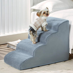 LEXTRO Dog Steps for Bed 4-Steps Dog Stairs for Bed Dog Ramp for Bed with Highly Supportive Foam and Non-Slip Bottom Dog Stairs for Large Dogs and Medium Dogs (High 19.7 Inch)