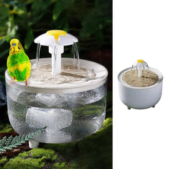 Bird Bath for Indoor Parrots - Circulating Filter Fountain Cage Birdbath for Lovebirds Conures Finches Parakeets Cockatiels Small Medium Feathered Pet - Shower Accessories & Cleaning Supplies (White)