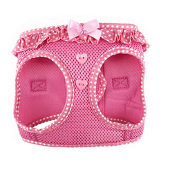 Doggie Design Dog Harness - No Choke Dog Harness Dog Vest Mesh Polyester Pet Harness Simple Step in and Go Design Harness for Dog - Pink Polka Dot - L