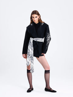 NYRA PEACK - Siyah kırlangıç yaka blazer