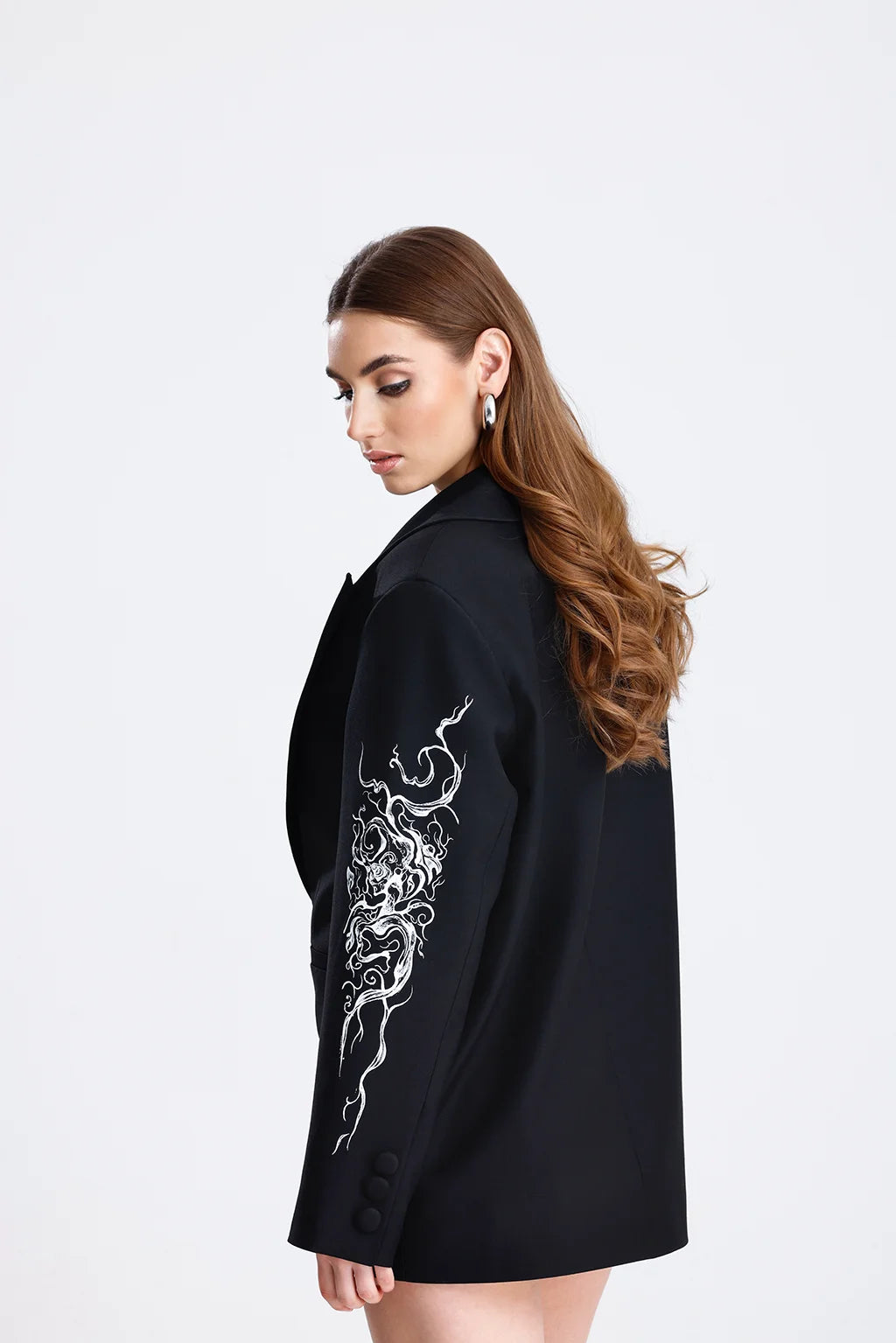 NYRA PEACK - Siyah kırlangıç yaka blazer