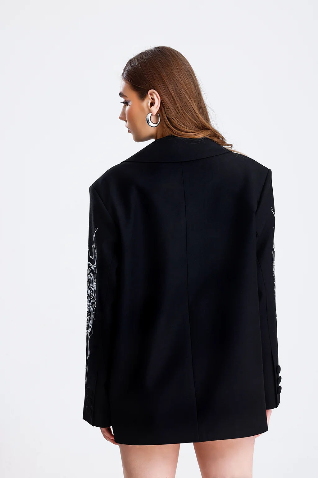 NYRA PEACK - Siyah kırlangıç yaka blazer