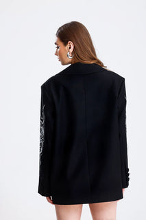 NYRA PEACK - Siyah kırlangıç yaka blazer