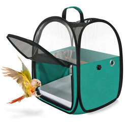 Bird Travel Carrier Foldable Bird Cage Parrot Cage with Two Feeder Bowls Bird Perch and Bottom Tray Portable and Breathable Easy to Clean