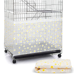 Shappy Large Bird Cage Cover Pet Bird Cage Skirt Seed Catcher Guard Netting Accessories Adjustable Nylon Skirt Guard for Winter Night Parrot Parakeet Macaw(X-LargeWhite Daisy)