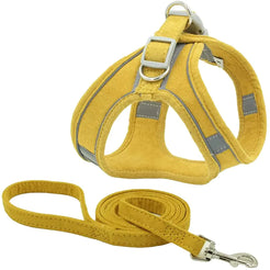 Dog Harness and Leash Set Dog Chest Strap Pet Vest Harness with Handle Adjustable Reflective Dog Harness for Small Dog Medium Dog Cat Yellow XL