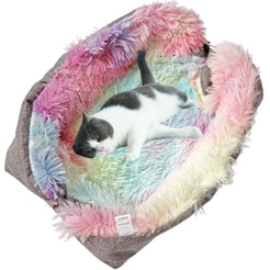 Cat Beds Small Dog Bed Self Warming Cat Dog Mat Washable Warm Fluffy Pet Pad Calming Cushion Soft Kitty Bed for Indoor Outdoor Crate Pets Cat Small Dog Sleeping (Colored Pink)