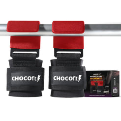 Chocofit Weight Lifting Hooks for Men & Women (pair) | Lifting Straps 7mm Wrist Padding for Comfort & Support | Heavy Duty Deadlift Straps & Lifting Grips for Secure Grip | Ideal for Powerlifting & Pull-Ups (Red)