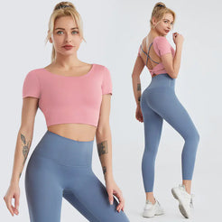 Women's Nude Yoga Top & High-Waist Leggings Set
