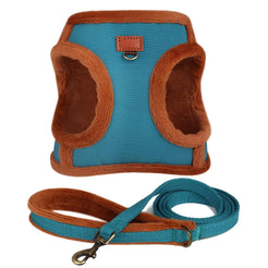 Beirui Small Dog Harness and Leash Set Soft Warm Puppy Harness Small Size Dog Adjustable No Pull Dog Harness for Small DogsEasy Walk Dog Harness Small Sized Dog and Winter(BlueChest 15-17")