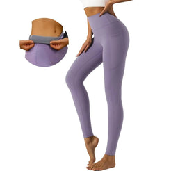 YOGAFREE Womens Yoga Leggings High Waisted Workout Leggings with Pockets Tummy Control Yoga Pants Buttery Soft Gym Athletic Leggings Purple M