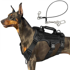 Tactical Dog Harness for Large Dogs Heavy Duty Dog Harness with Handle Heavy Duty No Pull Dog Harness with Handle Adjustable Military Dog Vest Harness for Training Hunting Walking. (Black M)