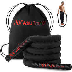 ASU Trainer Best Weighted Jump Rope for Men and Women – Indoor & Outdoor Exercise Rope with Nylon Sleeve & Heat-Shrink Handles – Heavy Jump Rope for Fitness Workout Boxing Strength & Speed