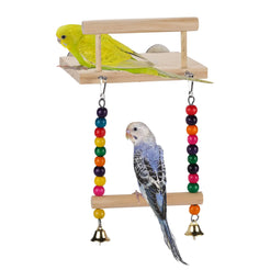 IBWell Parakeet Toys Bird Toys for Parakeets Bird Stand Bird Perch Stand Parakeet Swing Colorful Parakeet Perches - with 2 Ring Bells